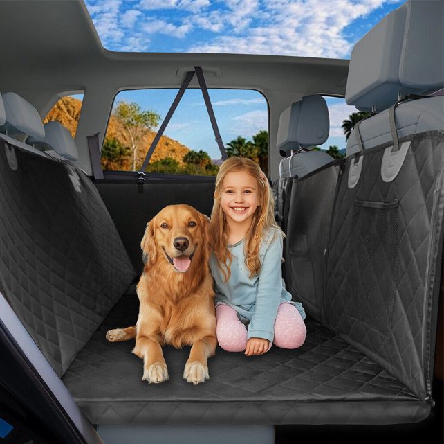 Sweet Home Australia™ Hard-Bottom Large Car Back Seat Mat & Hammock — Dog Protector (Black)