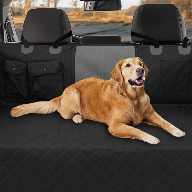 Sweet Home Australia™ Hard-Bottom Large Car Back Seat Mat & Hammock — Dog Protector (Black)