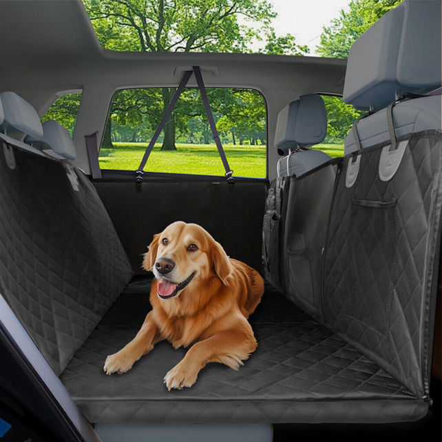 Sweet Home Australia™ Hard-Bottom Large Car Back Seat Mat & Hammock — Dog Protector (Black)