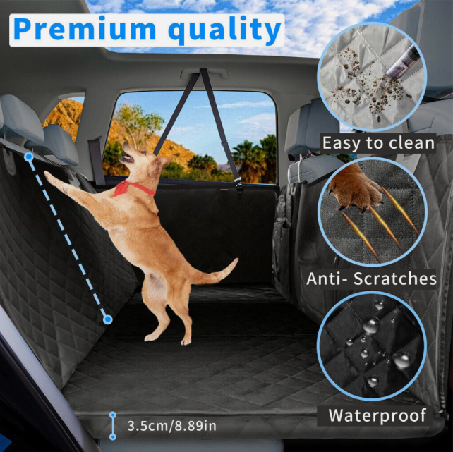 Sweet Home Australia™ Hard-Bottom Large Car Back Seat Mat & Hammock — Dog Protector (Black)