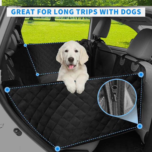 Sweet Home Australia™ Hard-Bottom Large Car Back Seat Mat & Hammock — Dog Protector (Black)