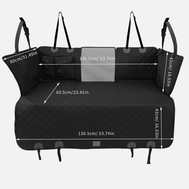 Sweet Home Australia™ Hard-Bottom Large Car Back Seat Mat & Hammock — Dog Protector (Black)